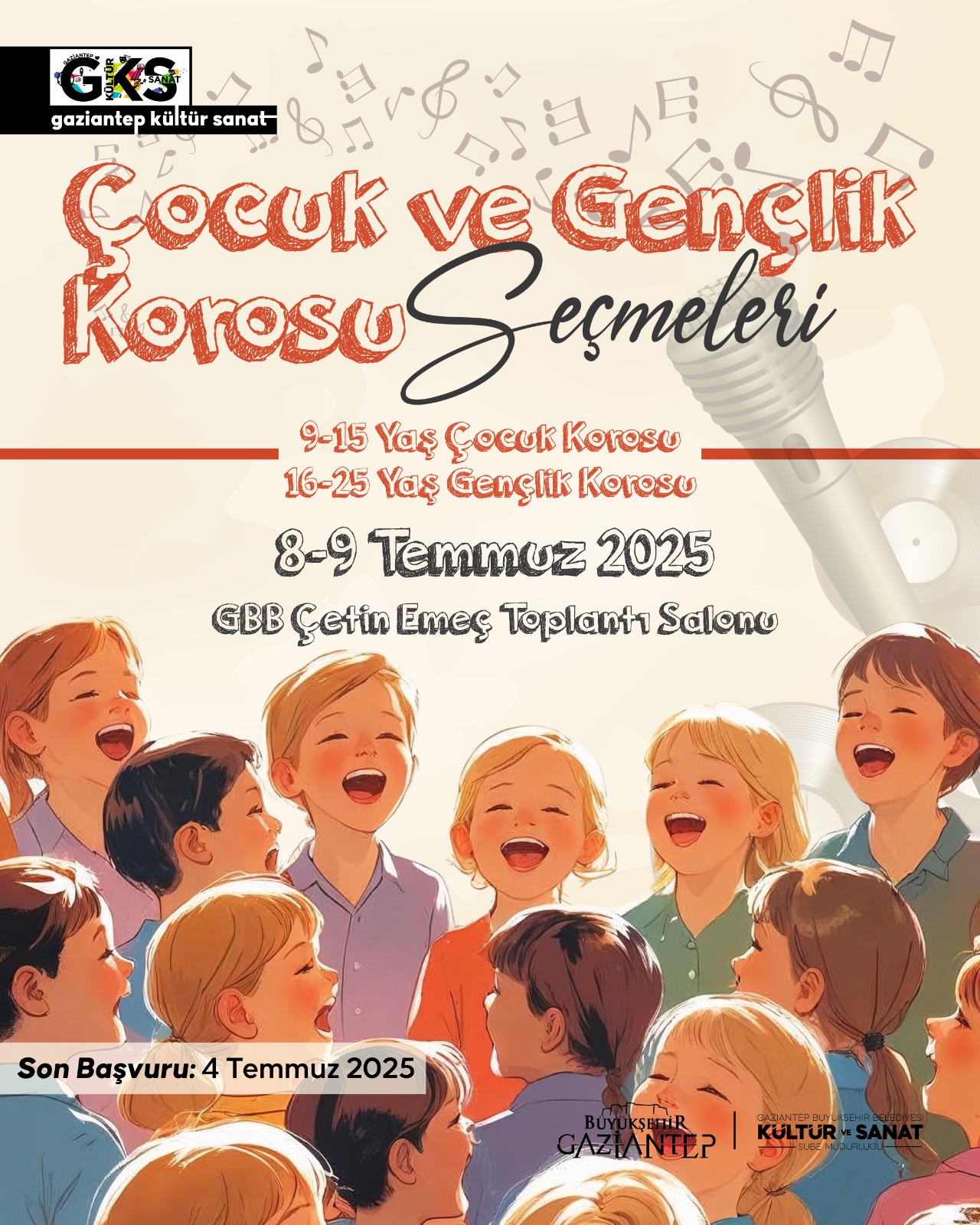 Gaziantep Büyükşehir Belediyesi Çocuk ve Gençlik Korosu Seçmeleri için Başvurular Başladı! 