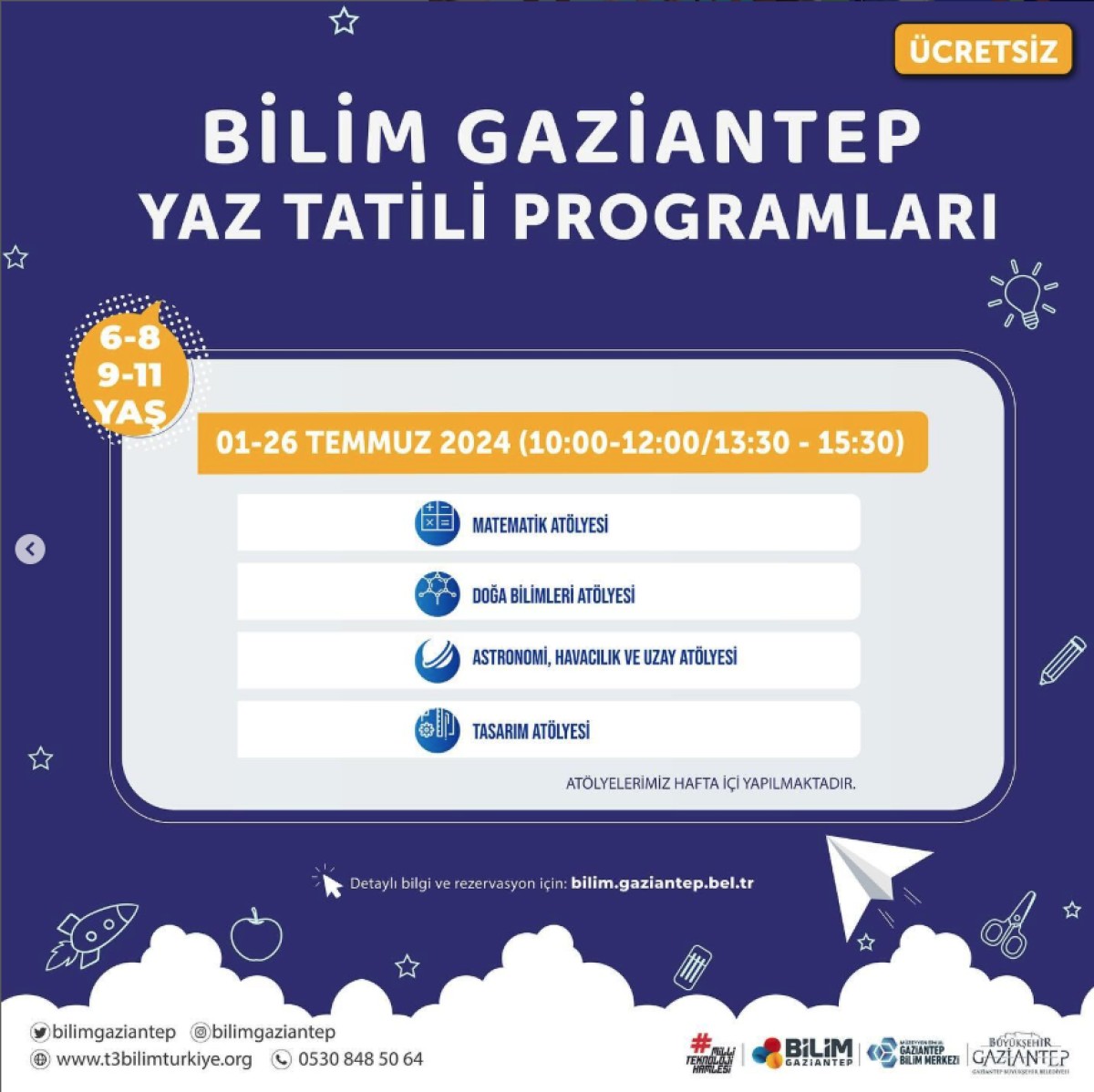  Bilim Gaziantep’te Yaz Tatili Programları