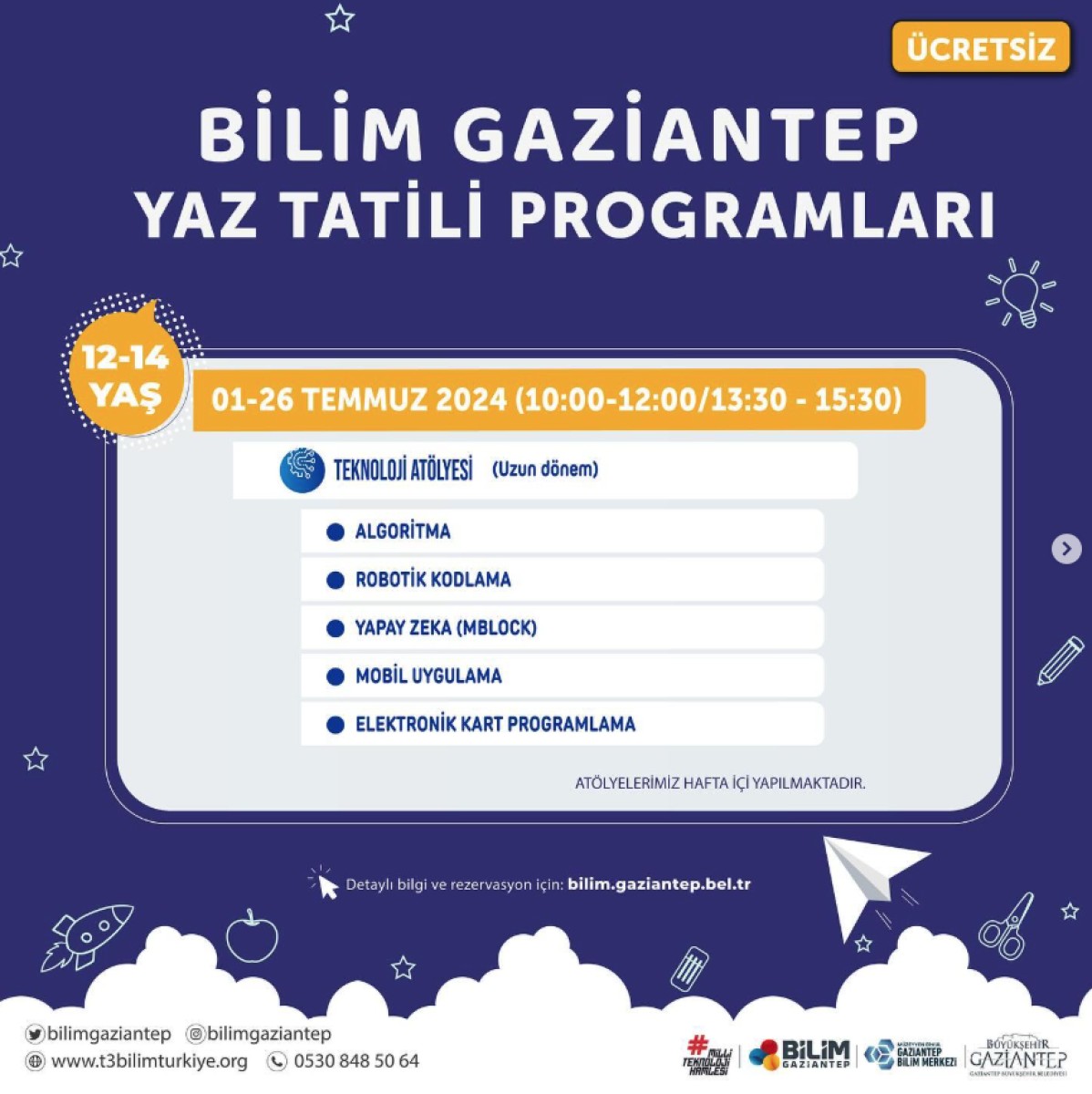  Bilim Gaziantep’te Yaz Tatili Programları