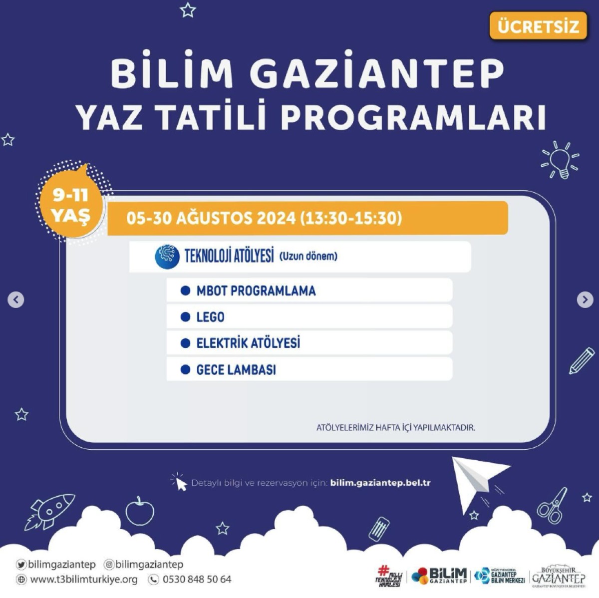 Bilim Gaziantep’te Yaz Tatili Programları