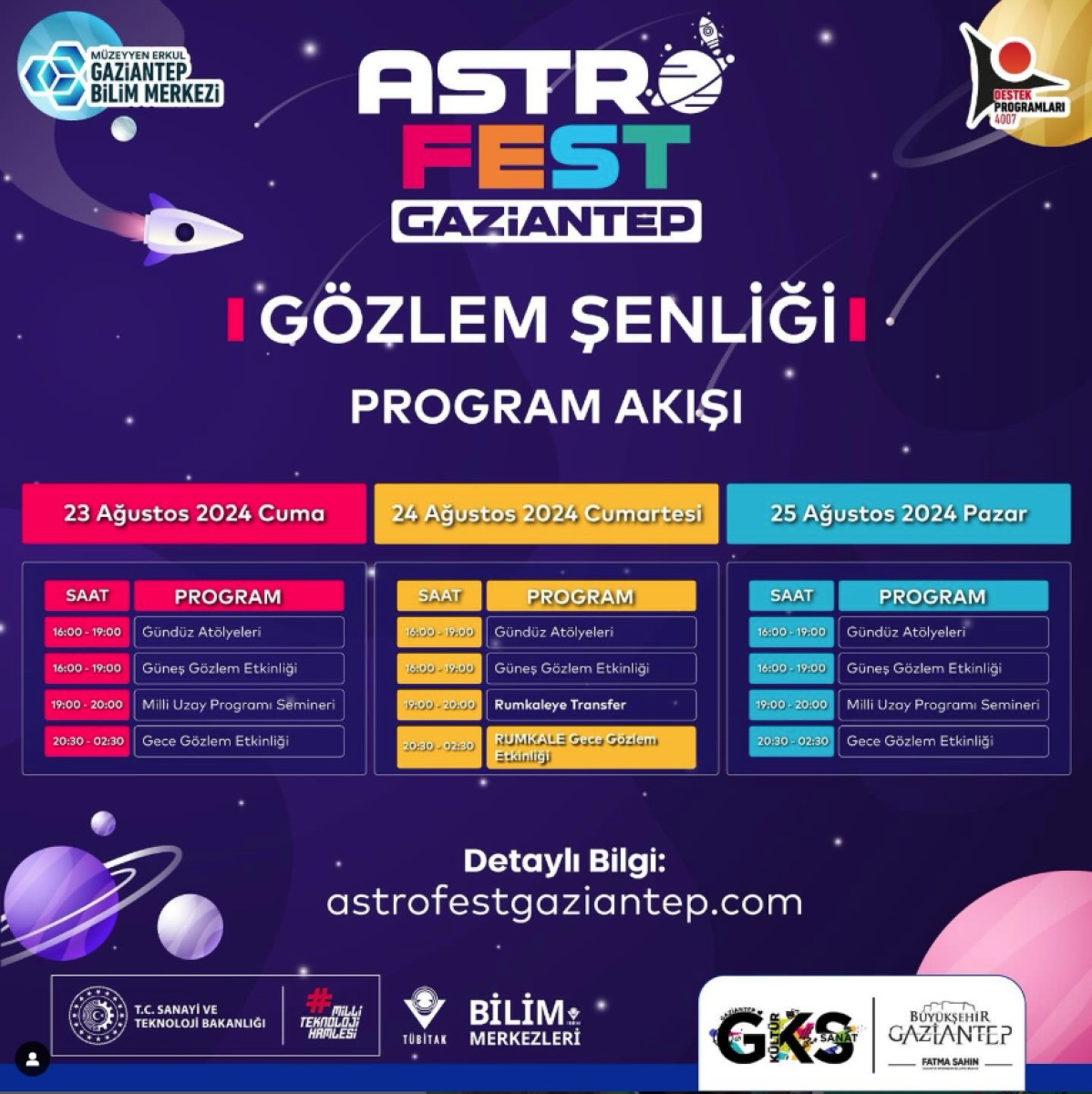 Astro Fest Gaziantep Gözlem Şenliği Program Akışı