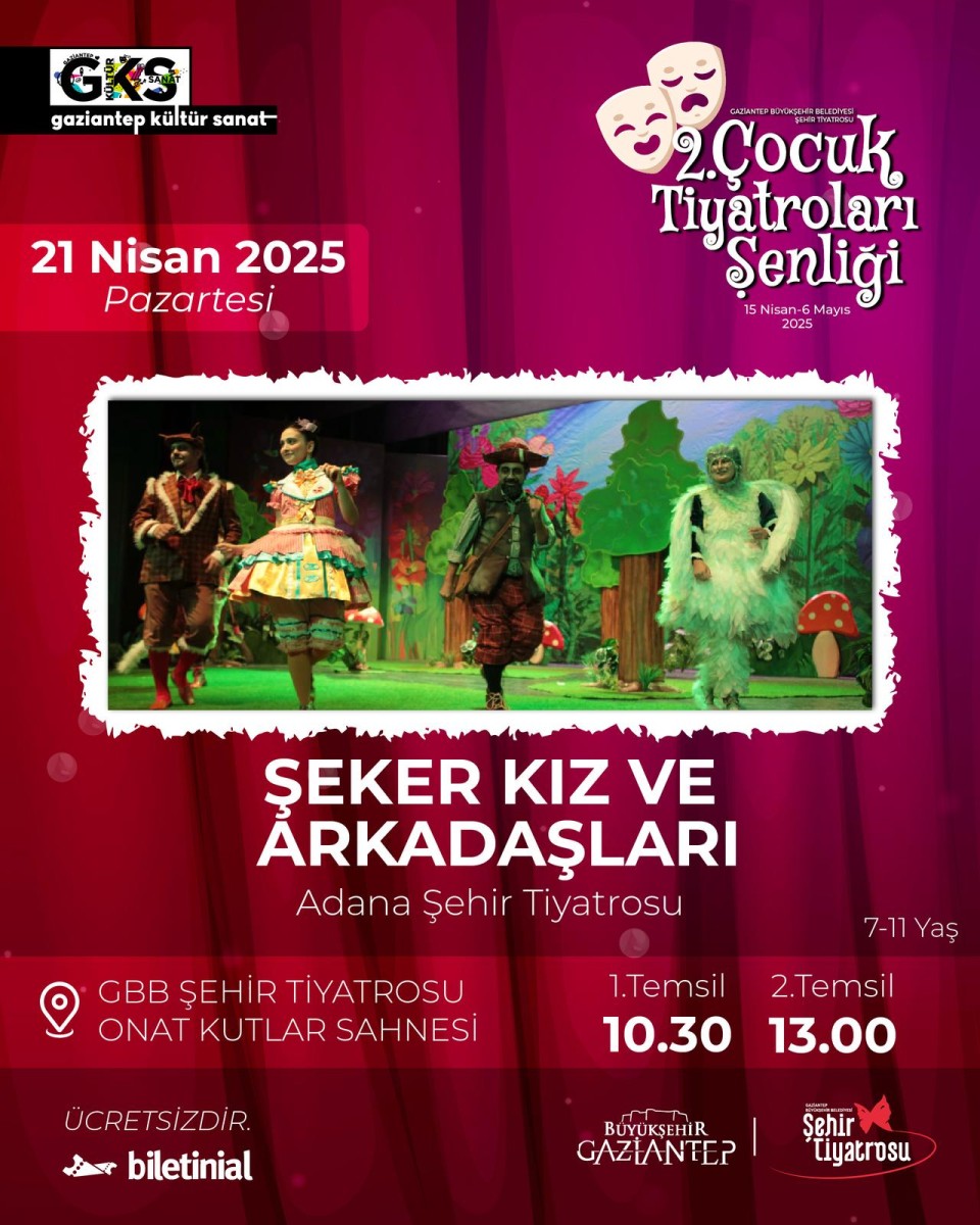 Adana Şehir Tiyatrosu 'Şeker Kız ve Arkadaşları' Oyun Gösterimi Onat Kutlar Sahnesinde.