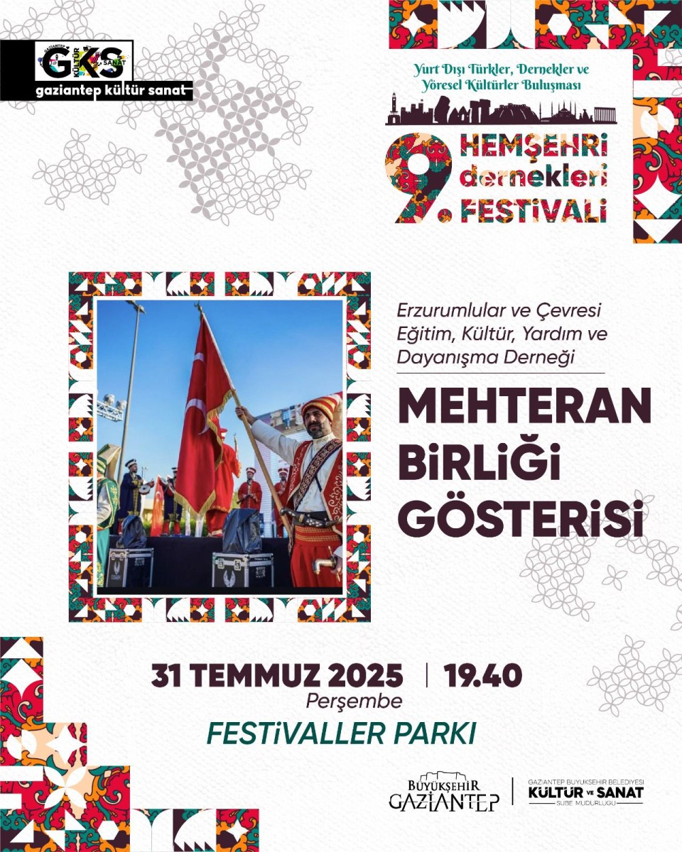 9.Hemşehri Dernekleri Festivali Yurt Dışı Türkler, Dernekler ve Yöresel Kültürler Buluşması: Mehteran Birliği Gösterisi