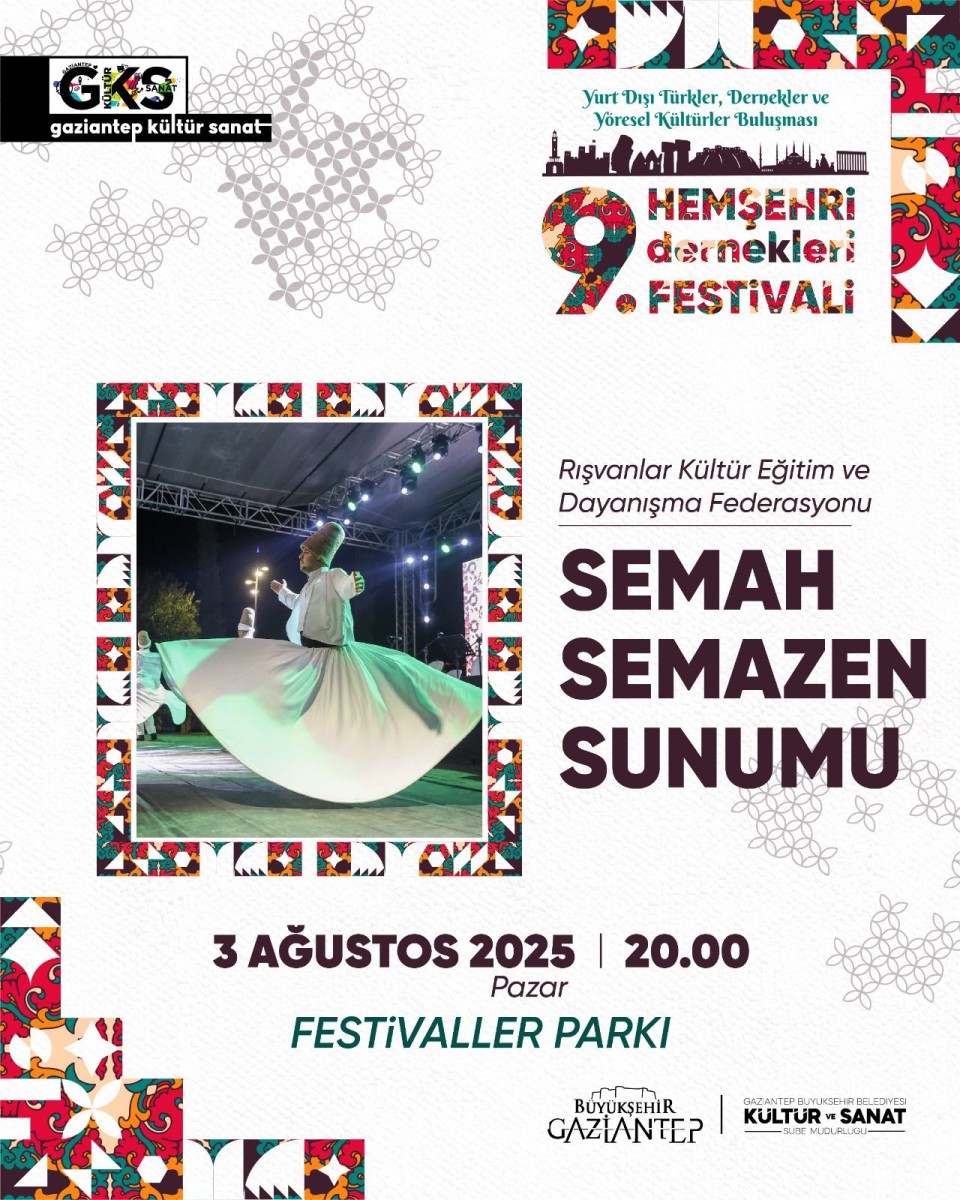 9.Hemşehri Dernekleri Festivali Yurt Dışı Türkler, Dernekler ve Yöresel Kültürler Buluşması: Semah Semazen Sunumu