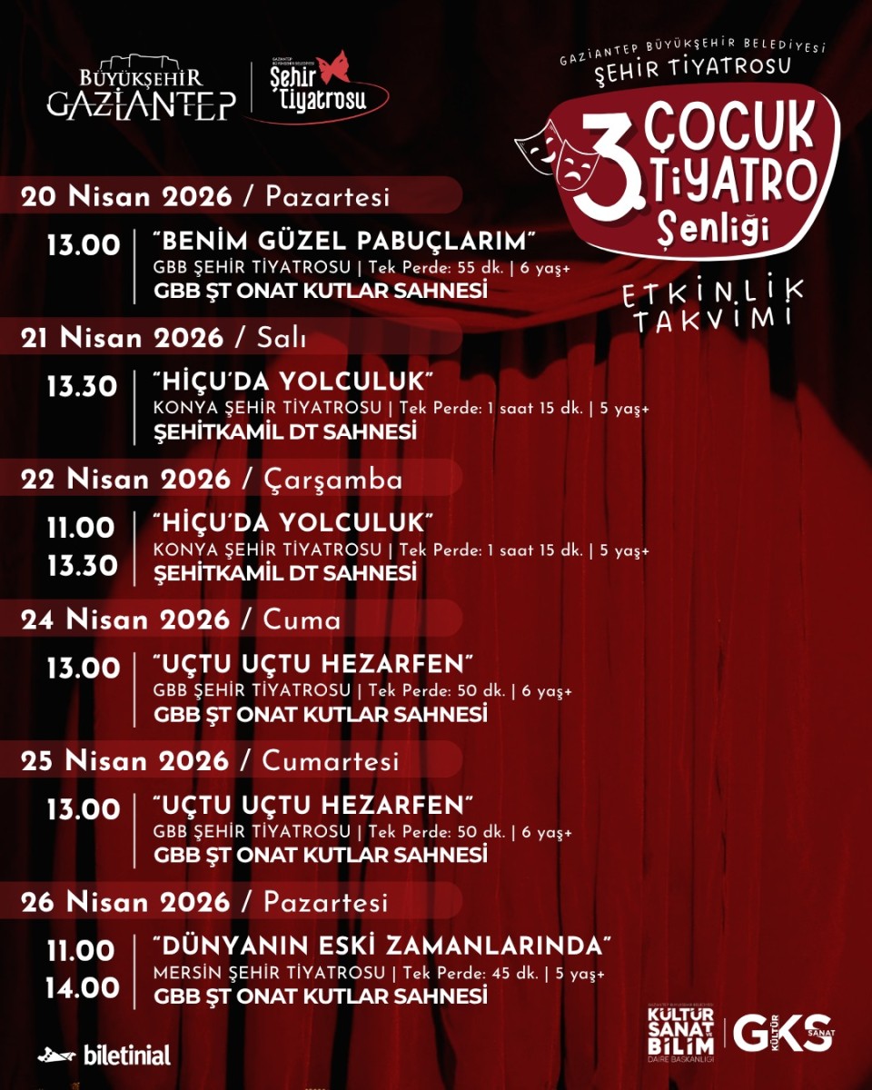 Gaziantep Büyükşehir Belediyesi Şehir Tiyatrosu tarafından düzenlenen 
