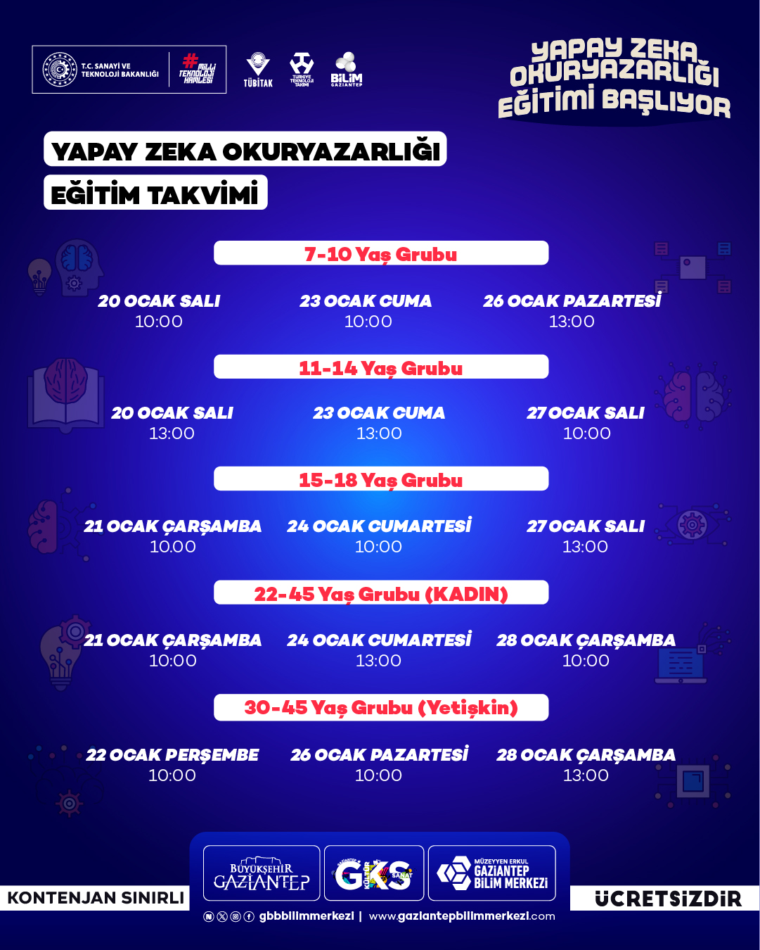 Yapay Zeka Okuryazarlığı Eğitimi 22-45 Yaş Grubu (Kadın) 28 Ocak Çarşamba 10:00
