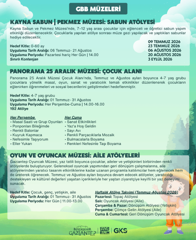 YAZ TATİLİ ETKİNLİKLERİ: SABUN ATÖLYESİ VE MÜZE GEZİSİ (09.07.2026)